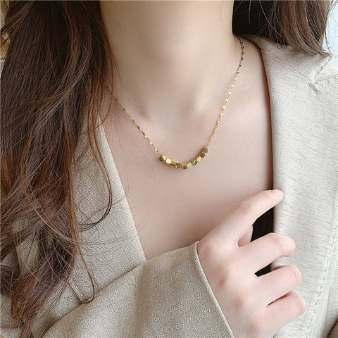 Arzonai Korean version of the minimalist design sense of all-match square necklace female temperament cold wind geometric collarbone chain gold-plated personality necklace