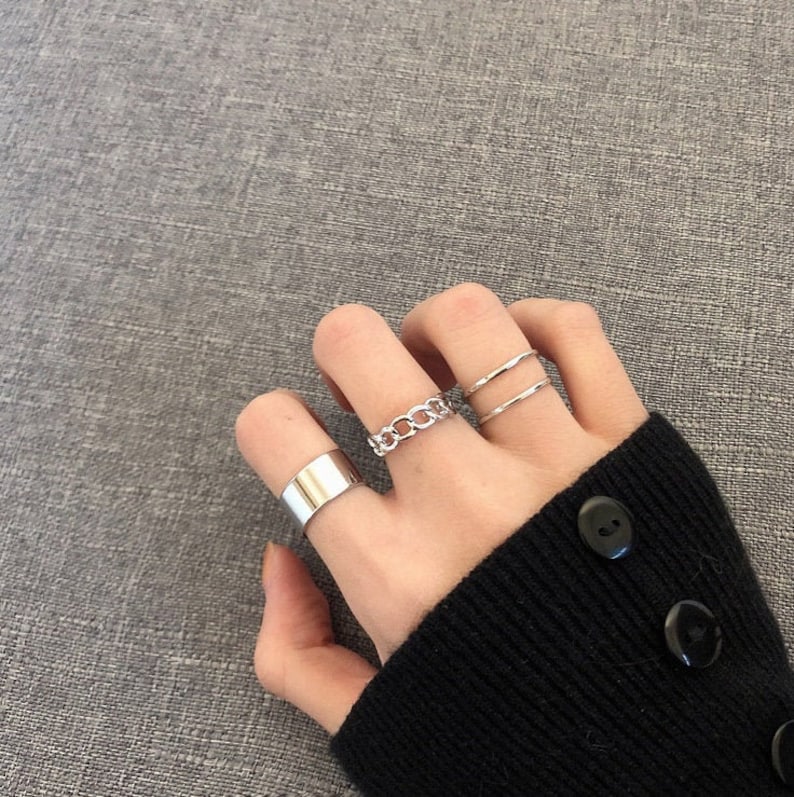 Arzonai Minimalist Ring, Streetwear Ring, Cool Ring, Silver Stacking Band Ring, Silver Band Ring