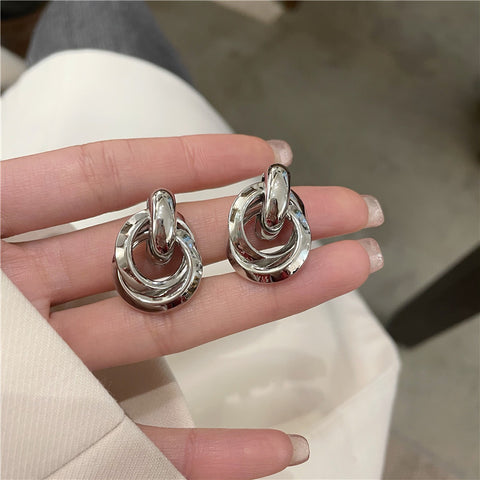 Arzonai ring buckle multi-layer earrings high-end atmosphere fashion earrings Korean temperament net red earrings new trend