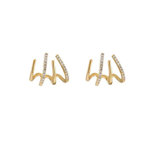 Arzonai Personality diamond-studded four-claw row earrings female simple ins cold wind Korean temperament earrings niche high-end earrings