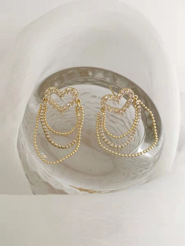 Arzonai Tassel long hollow heart earrings female niche high-end light luxury earrings 2022 new trendy earrings