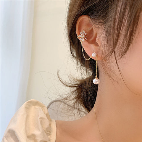 Arzonai Korea one piece pearl earrings female fashion net red tide rhi