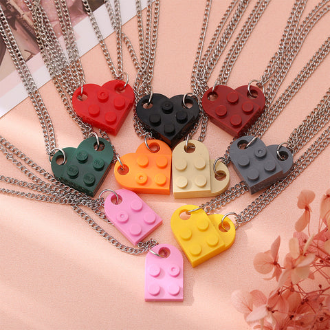 Arzonai Lego  Heart Colourful Necklace chain for Couples , Boys and Girls