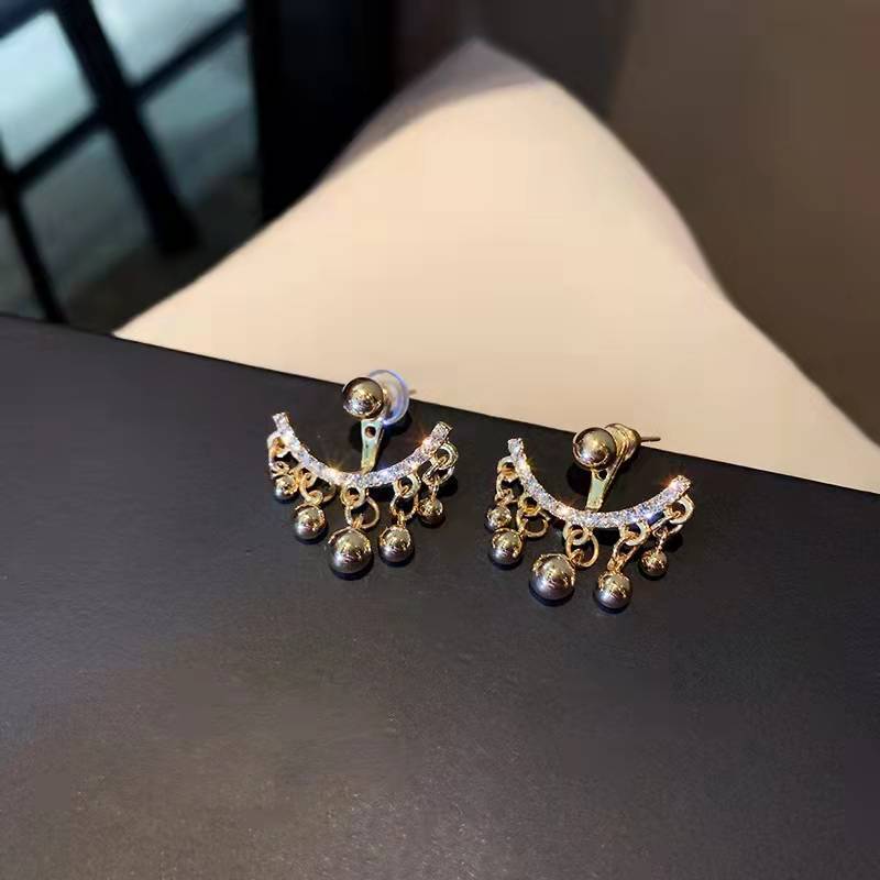 Arzonai Korean temperament diamond-encrusted ball tassel earrings women's fashion two-piece high-end earrings new versatile earrings