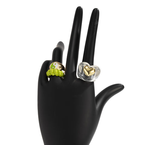 Arzonai street style sweet cool green Tai Chi thread suit ring personality punk heart-shaped