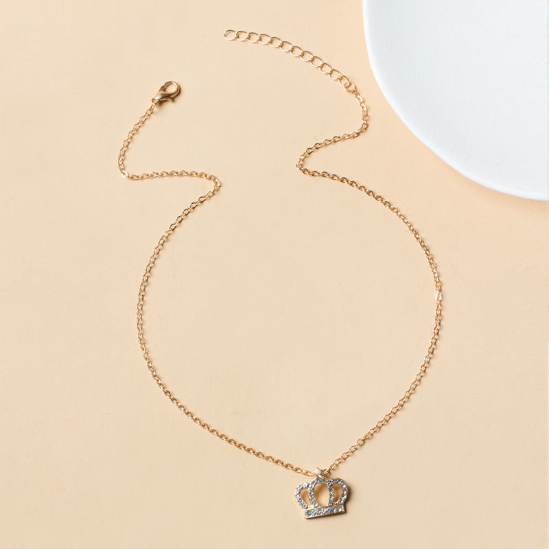 Arzonai necklace wholesale fashion diamond necklace noble personality crown gold pendant necklace women