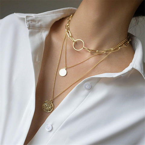 Arzonai clavicle chain ins cold wind sweater chain female tide niche design alloy multilayer necklace