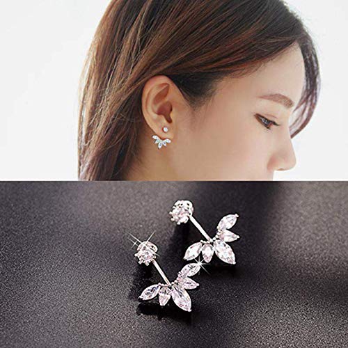 ARZONAI Retro Non-precious Metal and Crystal Stud Earrings for Women & Girls, Silver