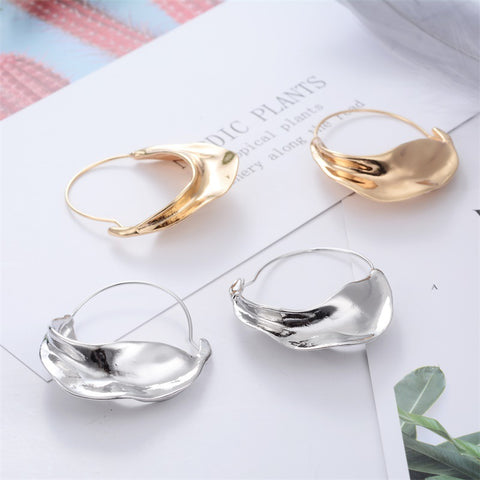 Arzonai Lady Irregular Earrings Alloy Basket Exaggerating Simple Eardrop Dangler Jewelry