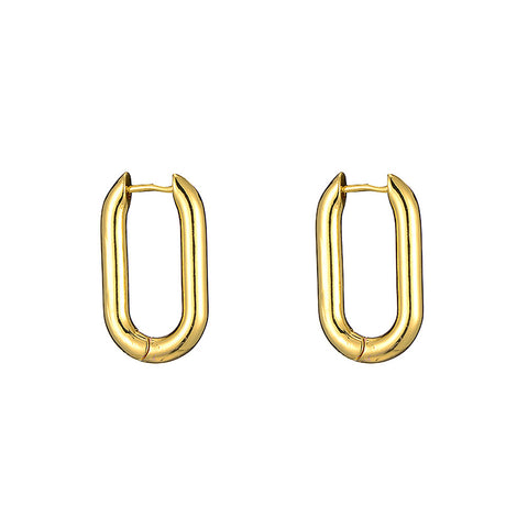 Arzonai Cross-border hot selling ins cold wind Japan and South Korea simple pure copper ring earrings female exquisite geometric square ear buckle for women and Girls
