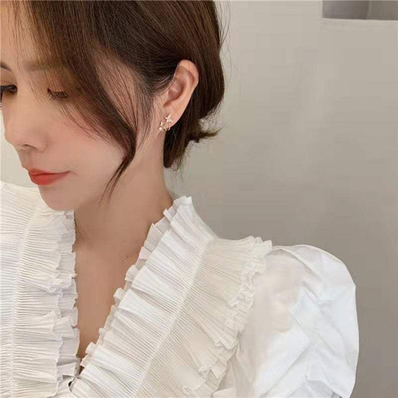 Arzonai South Korea spring and summer   needle earrings simple female small butterfly shape temperament personality earrings new trend
