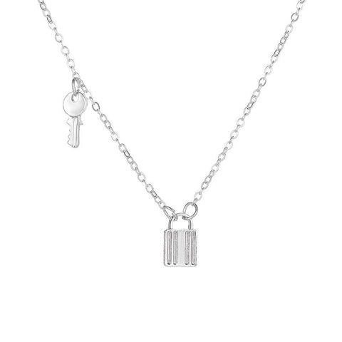 Arzonai Lock and Key Necklace for Girls and women