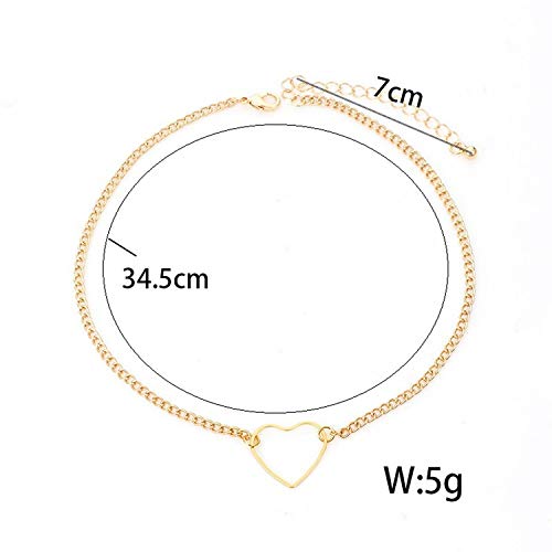 Arzonai Hollow Heart Metallic Gold Chain Chocker Harajuku Chokers Necklaces Pendants for Women Friendship Jewelry