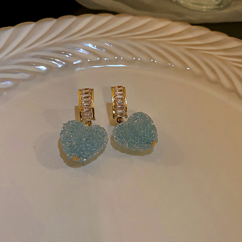 Arzonai Diamond-studded love earrings 2022 new niche design high-end earrings summer earrings 2022 for women and Girls