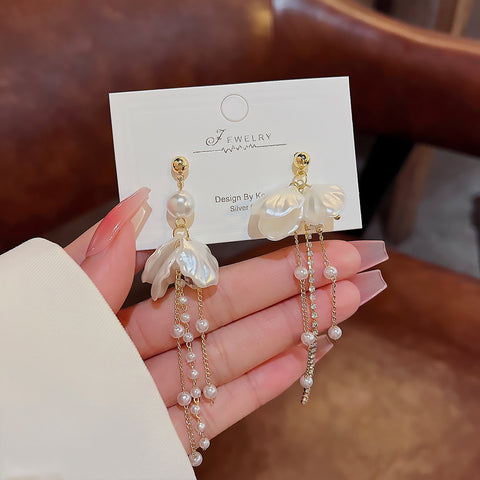 Arzonai 2022 new trendy earrings women's design sense pearl tassel earrings niche temperament gentle high-end light luxury earrings