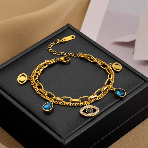 Arzonai Titanium steel devil's eye bracelet simple does not fade ins real gold plated jewelry wholesale live hot selling style