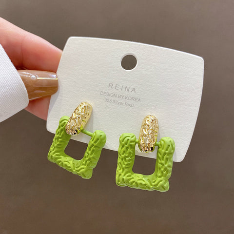 Arzonai Summer Small Fresh Green Earrings Female Simple Versatile Mori Earrings S925 Silver Needle Niche Design Ear Jewelry