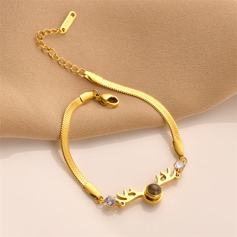 Arzonai Cross-border hot sale 2022 antler projection bracelet for women in 100 languages ??I love you photo antler jewelry wholesale
