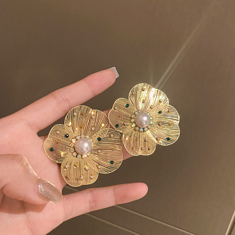 Arzonai  Luxury Fashion Geometric  Golden Crystal Drop Earrings For Women Party Jewelry