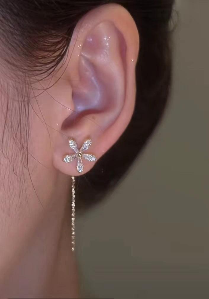Arzonai Korean version of the ear-hook light luxury crystal flower ear-hook temperament niche high-end small flower ear clip without pierced earrings earrings