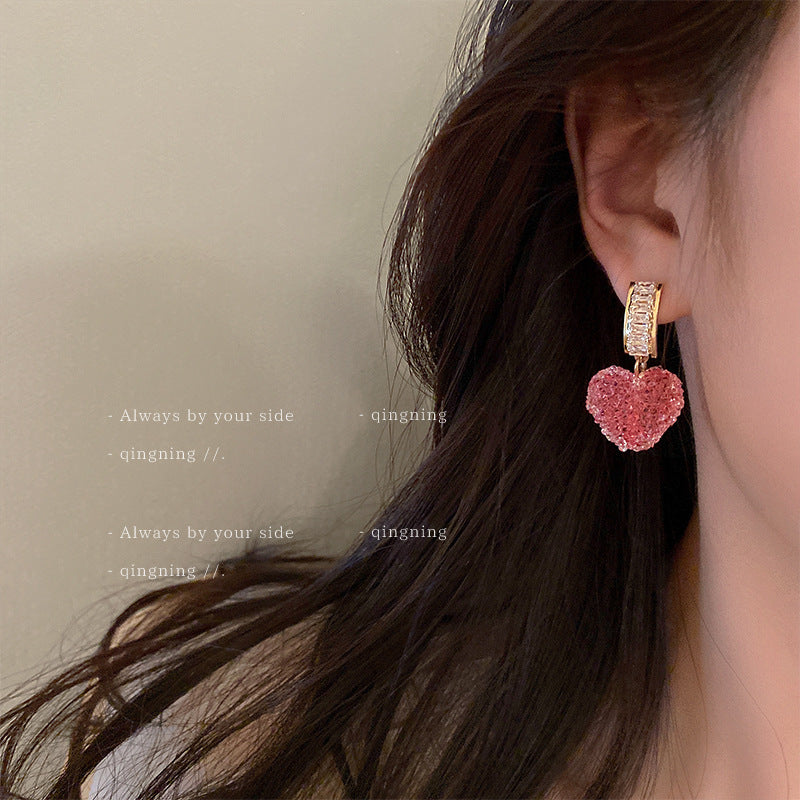 Arzonai Diamond-studded love earrings 2022 new niche design high-end earrings summer earrings 2022 for women and Girls