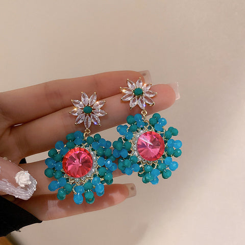 Arzonai Blue Flower Vintage Luxury  Earrings for women and Girls