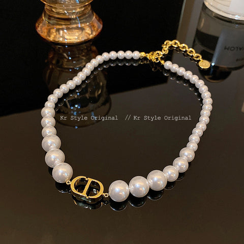 Arzonai Pearl retro necklace female ins cold wind neck necklace light luxury niche design 2022 new trend for women and Girls