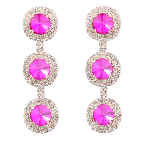 Arzonai 2022 earrings super flash claw chain alloy diamond multi-layer round glass diamond earrings women's European and American dinner earrings