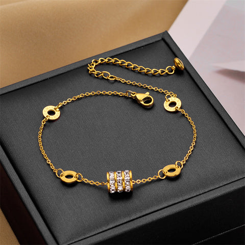 Arzonai Niche design feeling full of diamonds small waist titanium steel bracelet women's 2022 new simple fashion girlfriend bracelet jewelry