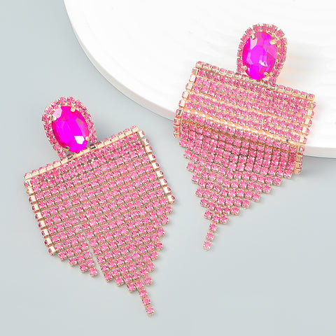 Arzonai 2022 earrings super flash claw chain series alloy diamond rhinestone tassel earrings trendy women's European and American banquet earrings