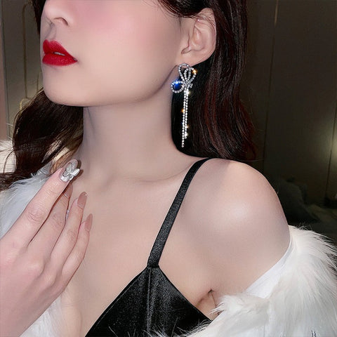 Arzonai Niche light luxury bow earrings 2022 new trendy fashion full diamond earrings temperament high-end earrings wholesale