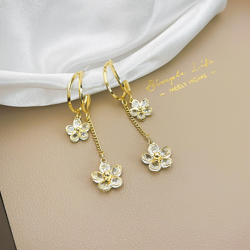 Arzonai  summer new product Mori small fresh long flower tassel earrings chain fashion sweet girl earrings female