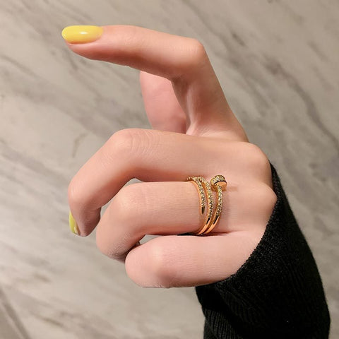 Arzonai View and cold wind multi-layer nail ring ins tide net red index finger ring fashion personality opening adjustable for women and Girls