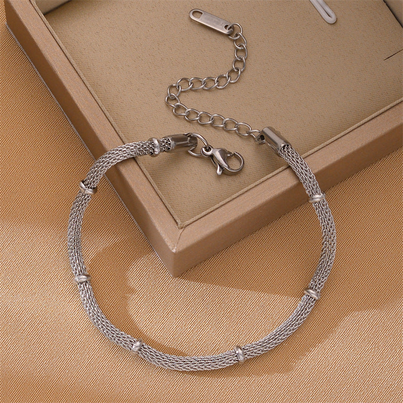 Arzonai Cross-border popular titanium steel bracelet jewelry niche light luxury simple bracelet Europe and the United States Yuanwang chain does not fade hand jewelry