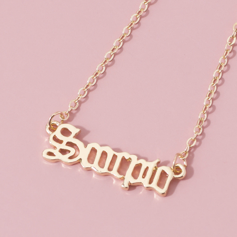 Arzonai Scorpio Popular fashion all-match necklace Zodiac constellations unique letter pendant necklace