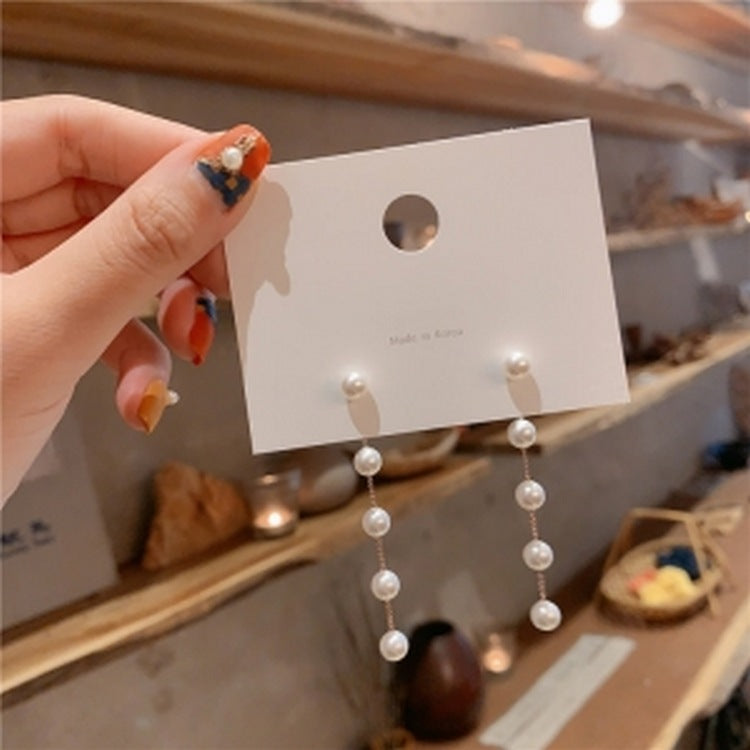 Arzonai Korean fashion net red ins temperament pearl earrings long chain tassel earrings for Girls & women