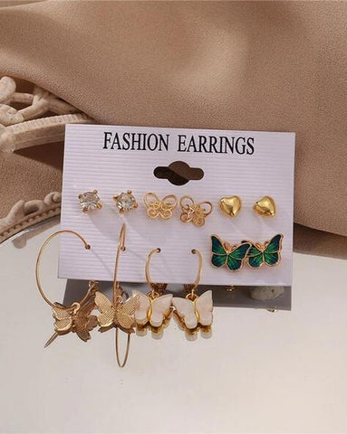 Arzonai Butterfly Inspired Trendy 6 Pairs Earrings Combo For Women/Girls