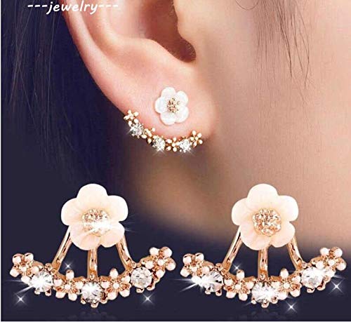 ARZONAI Flower Non-precious Metal and Pearl Earrings for Women & Girls, Golden