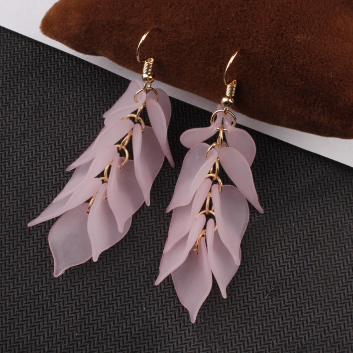 Arzonai Korean version of the new petal leaf earrings girls creative earrings tassel earrings earrings