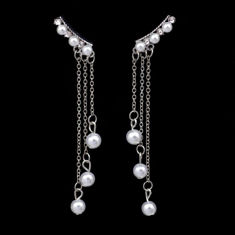 Arzonai Korean temperament all-match fashion ear jewelry long tassel pendant simple pearl irregular pearl earrings for women and Girls