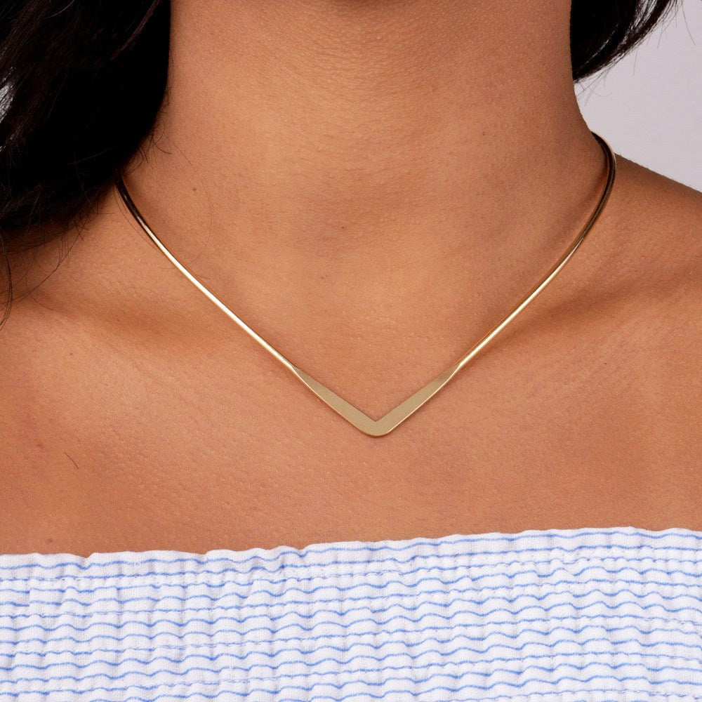 Arzonai Cross-border New Fashion Jewelry Simple V-shaped V-neck Design Choker Women Necklace