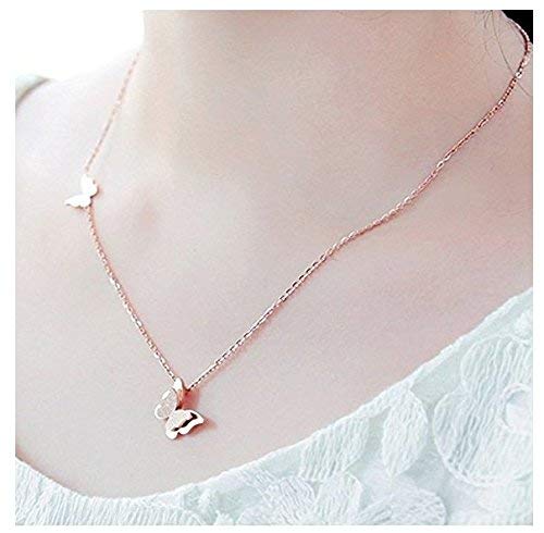 Arzonai  Fashion Stylish Rose Gold Plated Double Crystal Butterfly Chain Pendant Chain For Girls