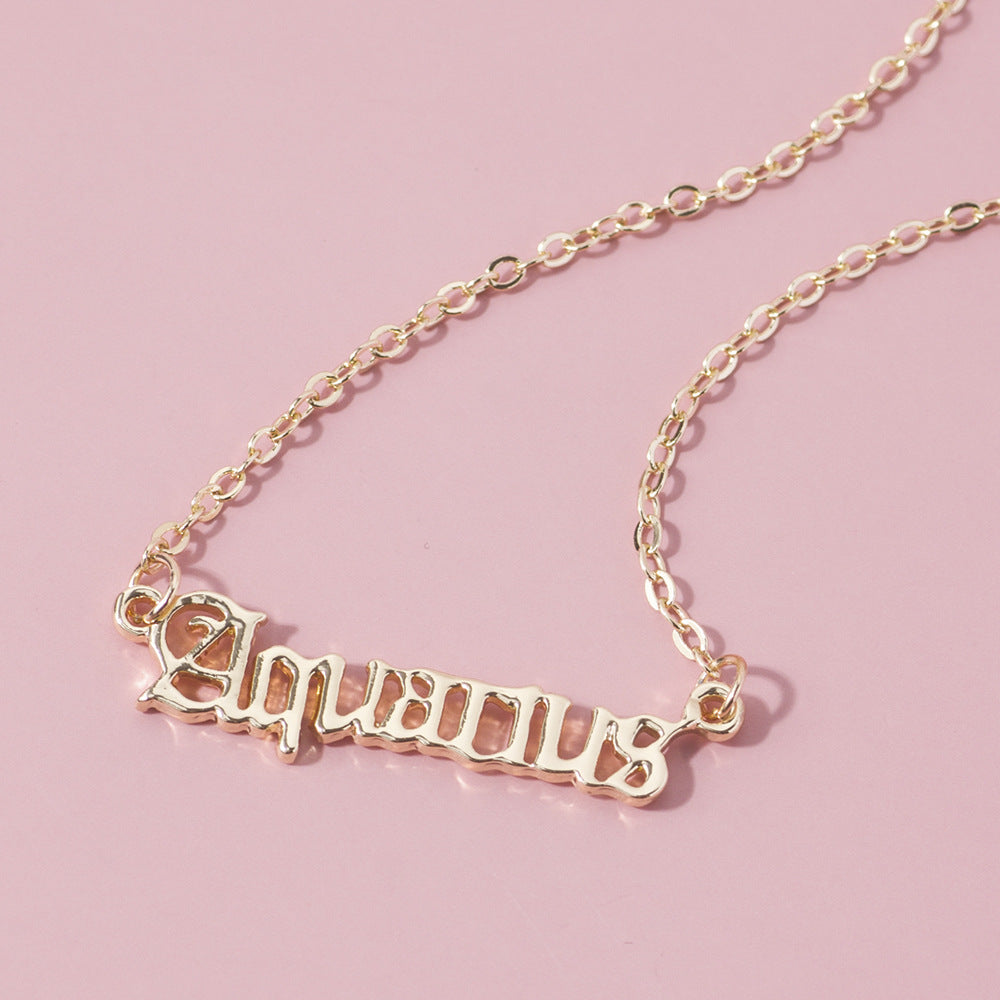 Arzonai Aquarius Popular fashion all-match necklace Zodiac constellations unique letter pendant necklace