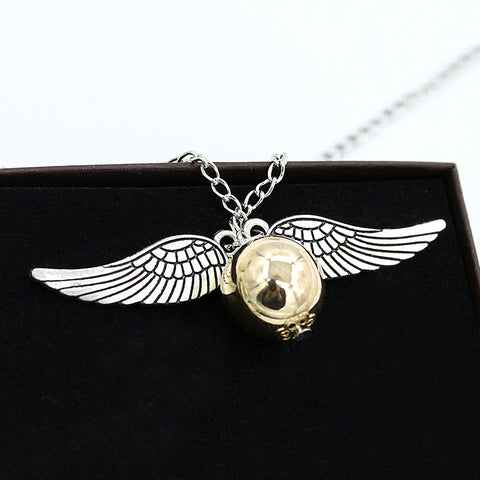 Arzonai snitch gold necklace Harry Potter and the Deathly Hallows Angel Wing Necklace Factory Wholesale