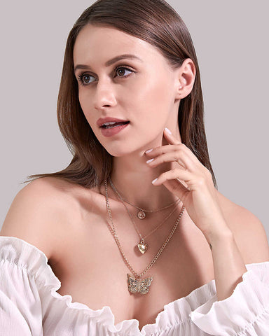 ARZONAI Butterfly Style Necklaces for Women Water Wave Chain Female Chokers  Gold Chunky Jewelry