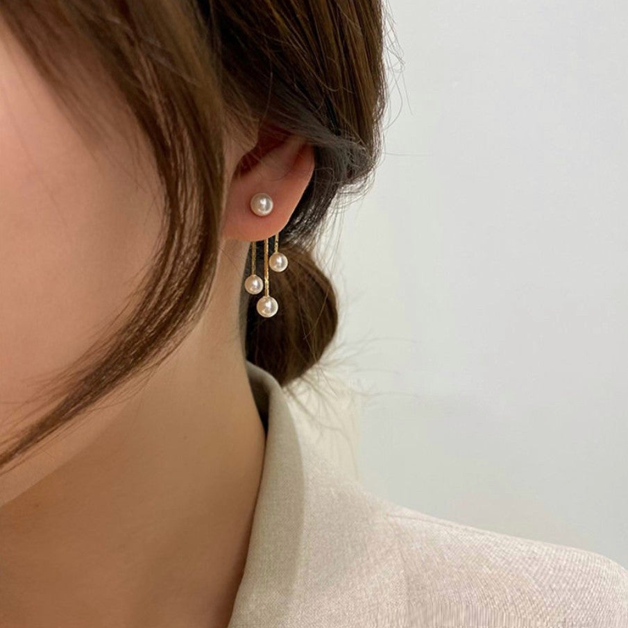 Arzonai  pearl tassel asymmetric earrings for women and Girls