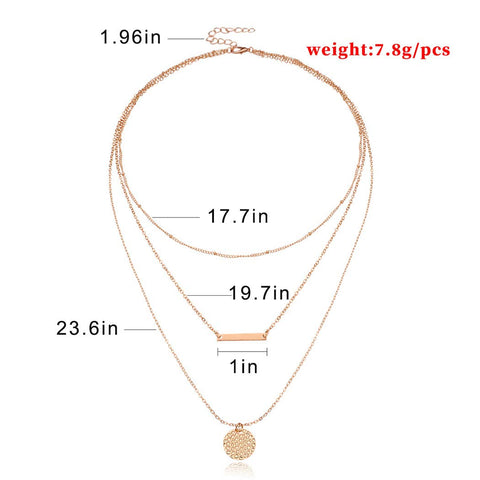 Arzonai Boho Sequins Pendant Necklace Bar Layered Necklaces Chain Gold Choker Necklace Jewelry suitable for Women and Girls