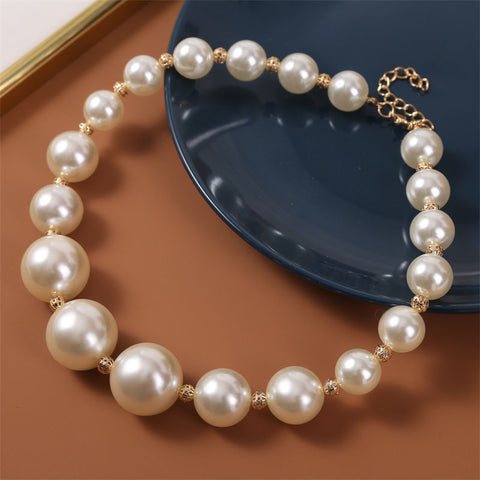 Arzonai European and American trend exaggerated long section highlight pearl necklace female creative foreign trade geometric personality pendant jewelry