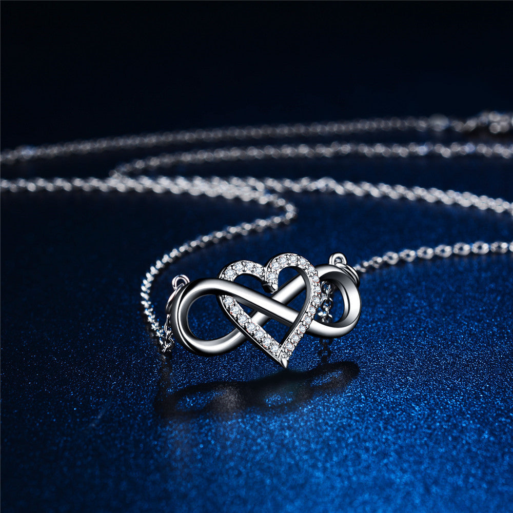 Arzonai Infinite love inlaid zircon creative tie love micro inlaid series pendant necklace female jewelry cross-border exclusive