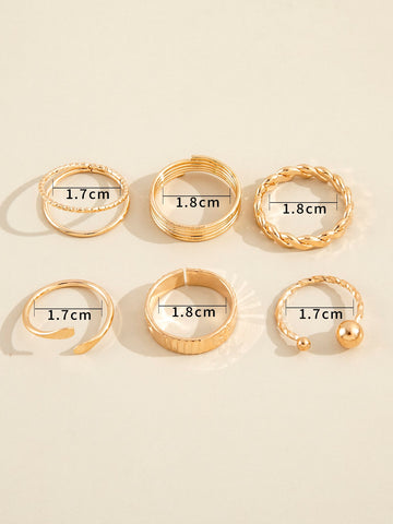 Arzonai Fashion  Round Ball Décor Golden Ring 6Pcs/Set